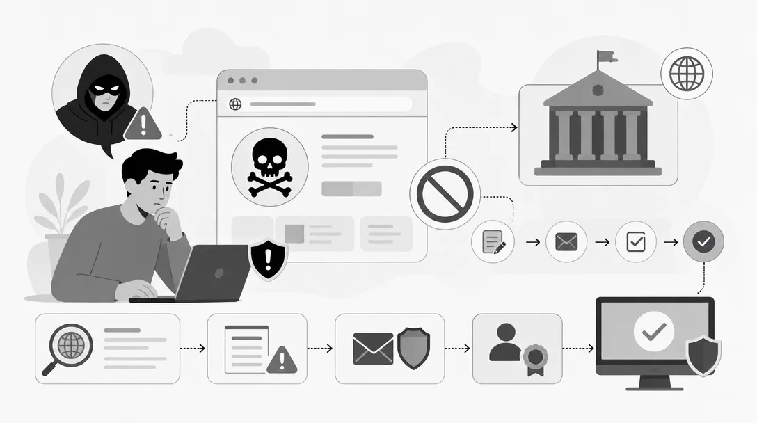 Wie meldet man eine betrügerische Domain bei der zuständigen Registry und was muss man wirklich beachten